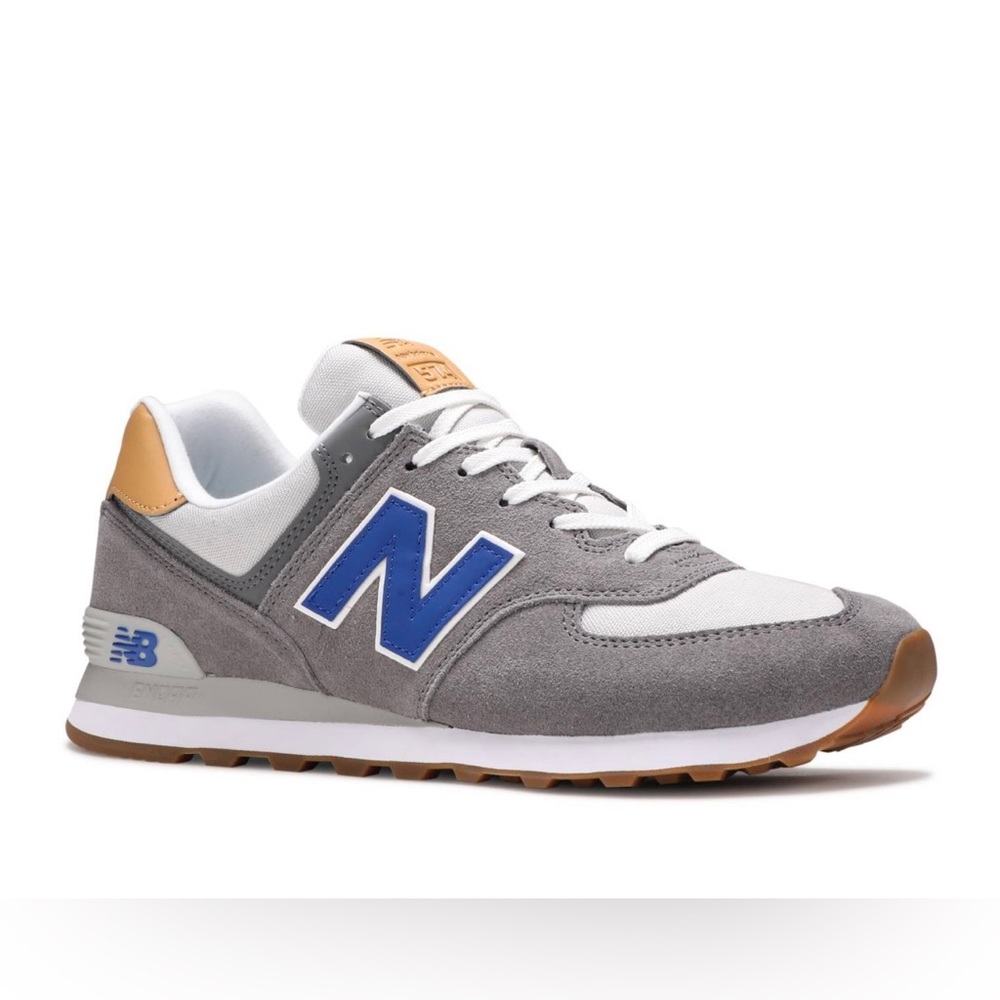 Men’s New Balance 574 Castlerock Team Royal Gray/White/Blue Size 9.5
